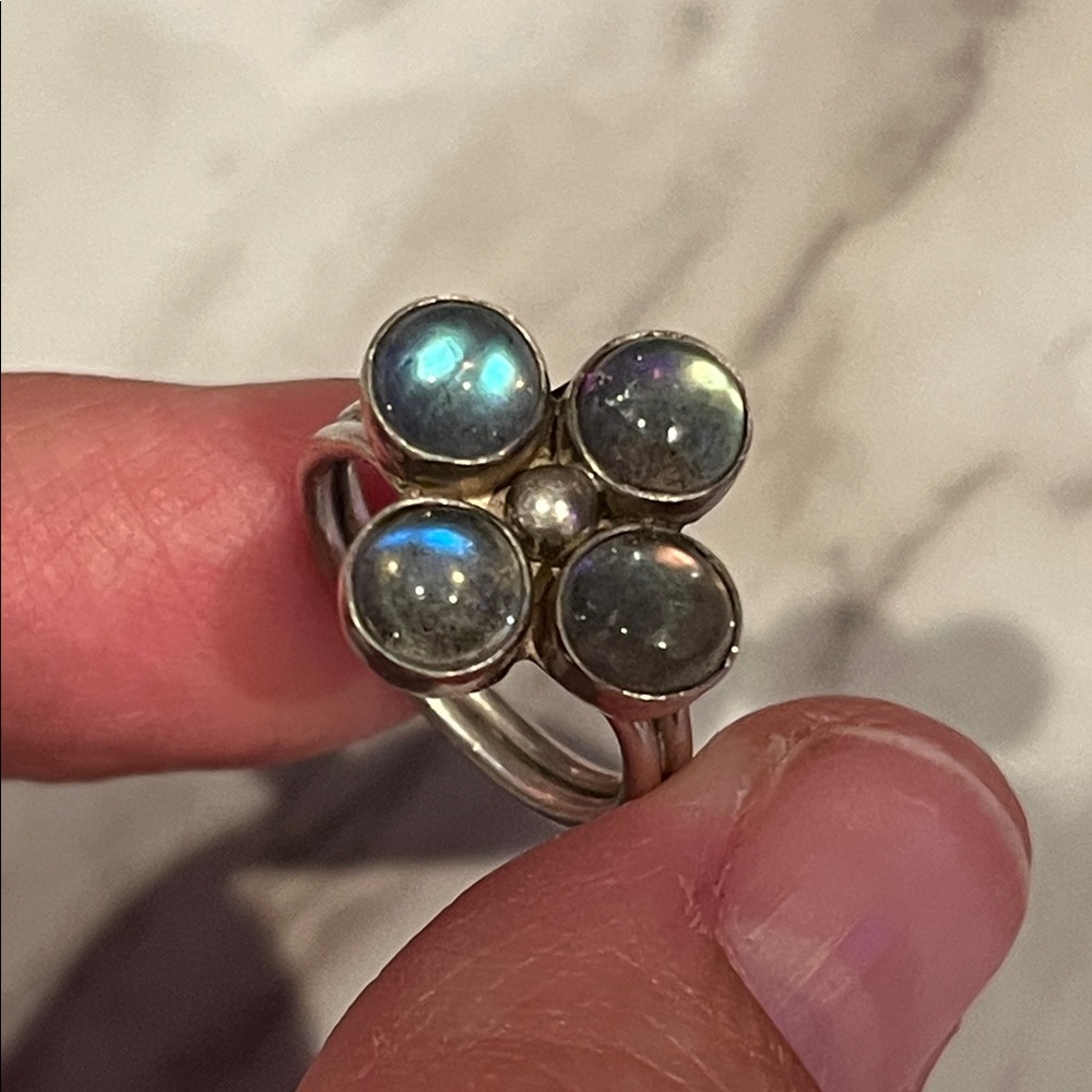 Artisan Labradorite Clover Ring, Solid Sterling S… - image 4